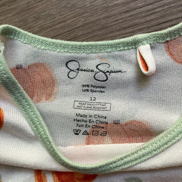 Jessica Simpson Fall Pumpkin Print Girls Snug Fit Hacci Long-Sleeve Pajama Set - Picture 3 of 4